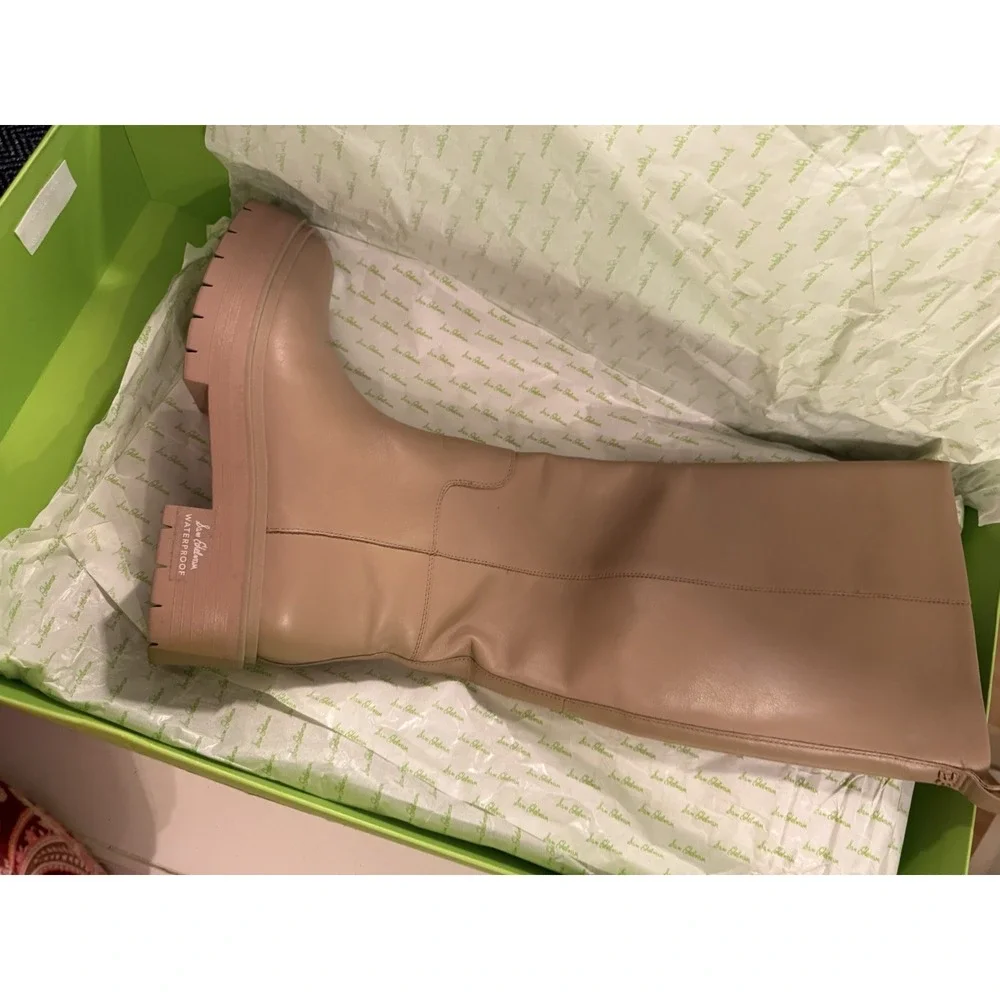 Sam Edelman Women's Larina Knee High Waterproof‎ Boot Sesame Tan 9 $250 With Box